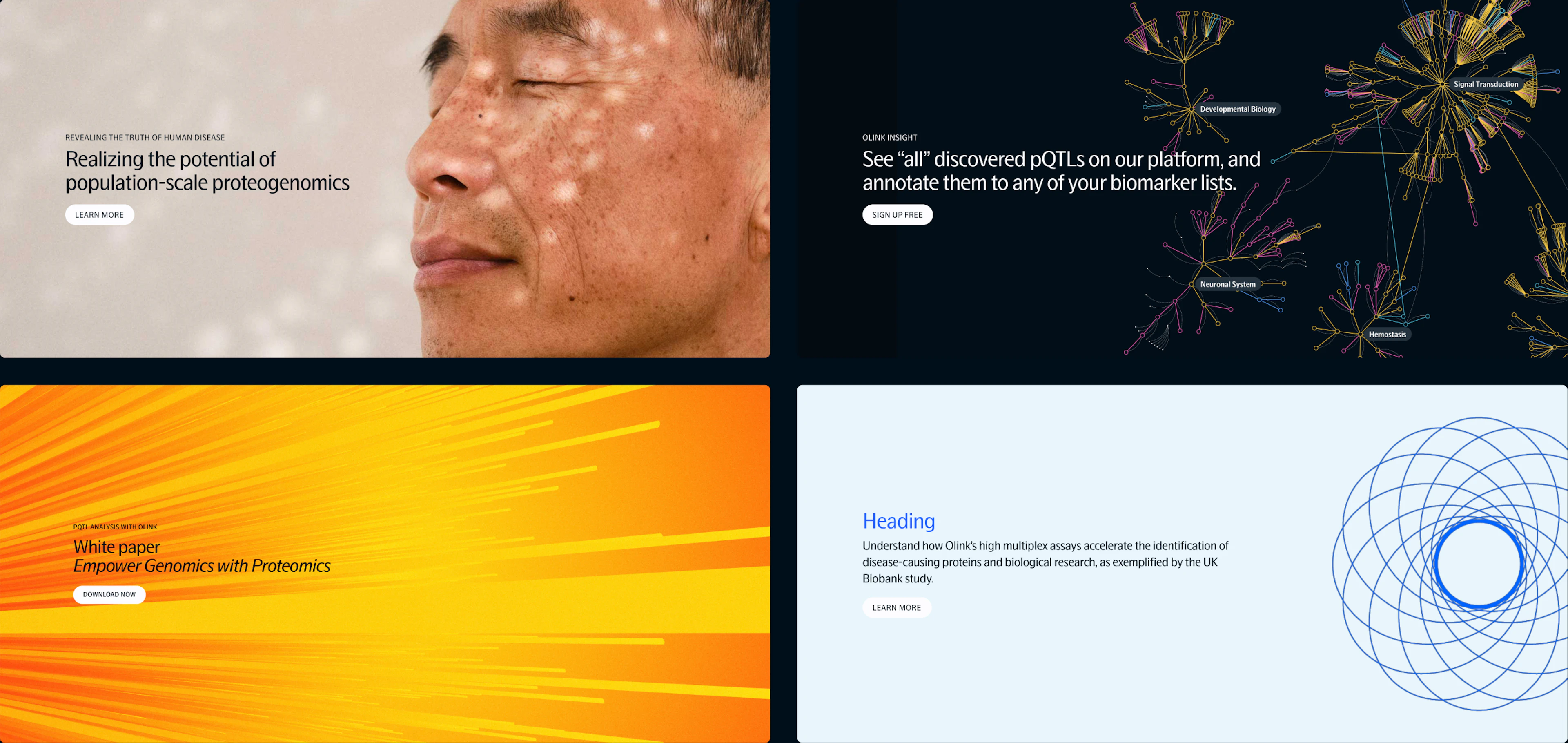 Banner and feature components from the rebuilt Olink platform